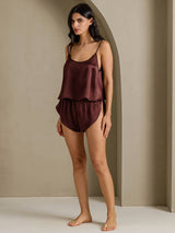 [Brown] SilkSilky-CA Spaghetti Strap Camisole Set 010
