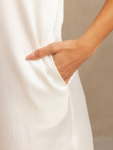 [White] SilkSilky-CA 19Momme Machine-Washable Silk Sleeveless Scoop Neck Nightgown 005