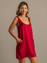 [Wine] SilkSilky-CA 19Momme Machine-Washable Silk Sleeveless Scoop Neck Nightgown 006