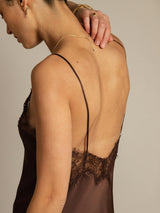 [Brown] SilkSilky-CA Pure Silk Asymmetric Dress 005