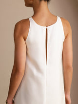 [White] SilkSilky-CA Sleeveless Crew Neck Dress 004