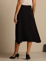 [Black] SilkSilky-CA 19Momme Stretch Silk Double Georgette Skirt 002