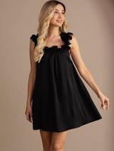 [Black] SilkSilky-CA Sleeveless Square Neck Nightgown 001