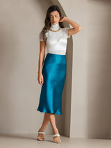 [Teal] SilkSilky-CA Skirt 005