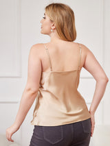 [Champagne] SilkSilky-CA Spaghetti Strap V Neck Plus Size Camisole Top 002