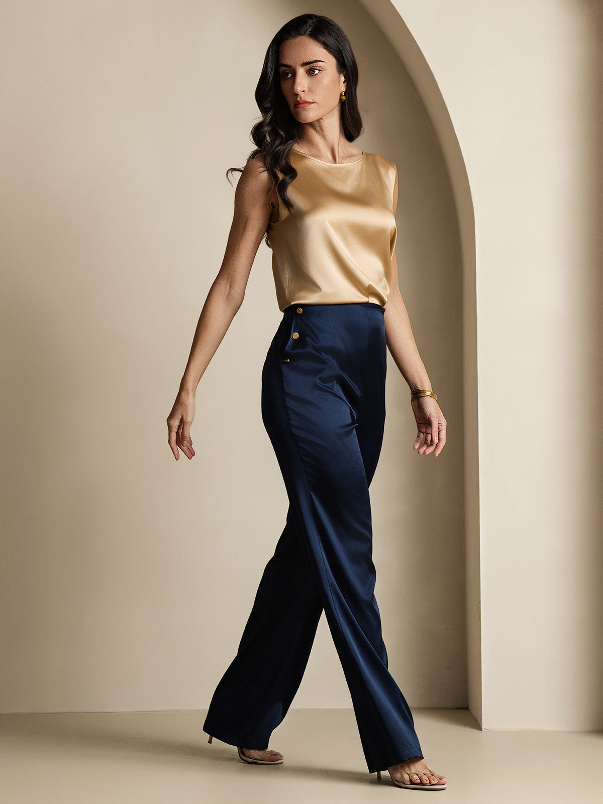 [Dark Blue] SilkSilky-CA 19Momme Silk Womens Pants 007