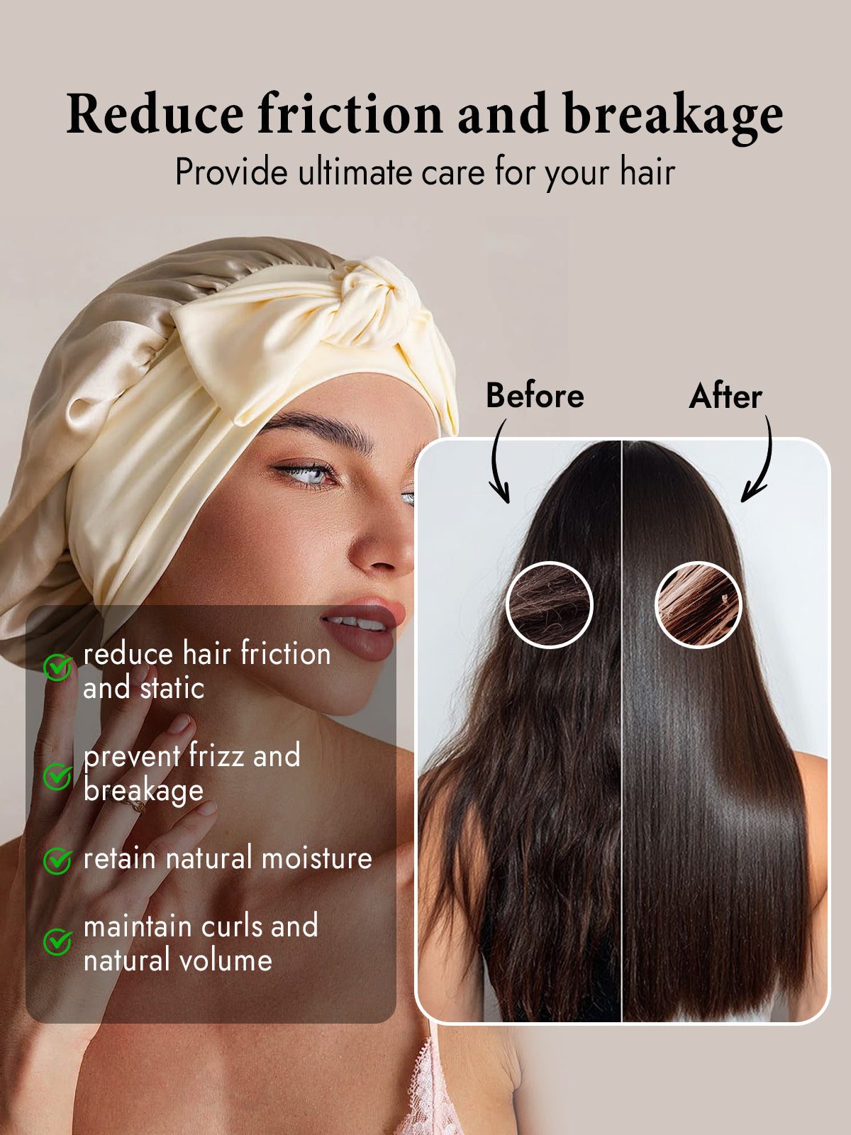 [Beige] SilkSilky-CA Pure Silk Sleep Cap 002