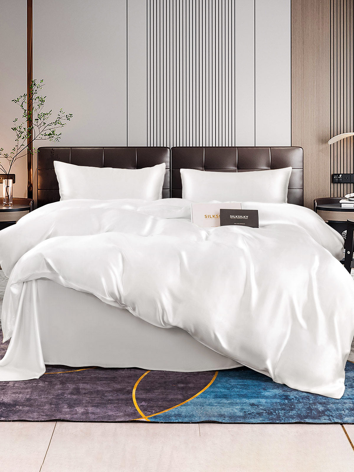 [White] SilkSilky-CA 22Momme Bedding Set 001