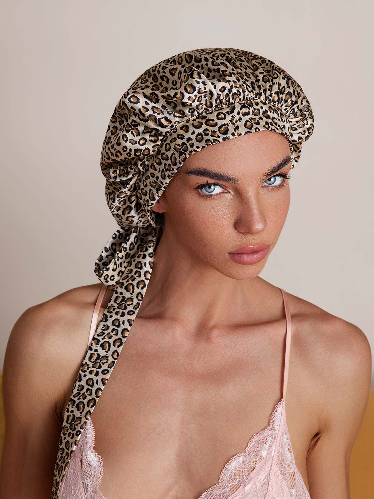 [Leopard] SilkSilky-CA Pure Silk Sleep Cap 005