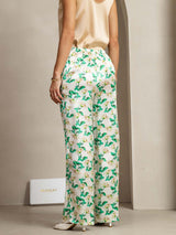 [Green Floral] SilkSilky-CA 19Momme Silk Womens Pants 002