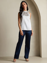 [Light Gray] SilkSilky-CA Sleeveless Halter Women's T-Shirt 005