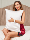 SilkSilky CA 19Momme Pure Silk Pillowcase Set White 001