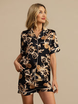[Black Dragon] SilkSilky-CA Short Sleeve Notch Collar Women's Pajamas 004