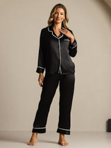 [Black] SilkSilky-CA Long Sleeve Notch Collar Women's Pajamas 007
