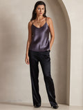 SilkSilky CA Pure Silk Sleeveless V Neck Camisole PurpleGray 001