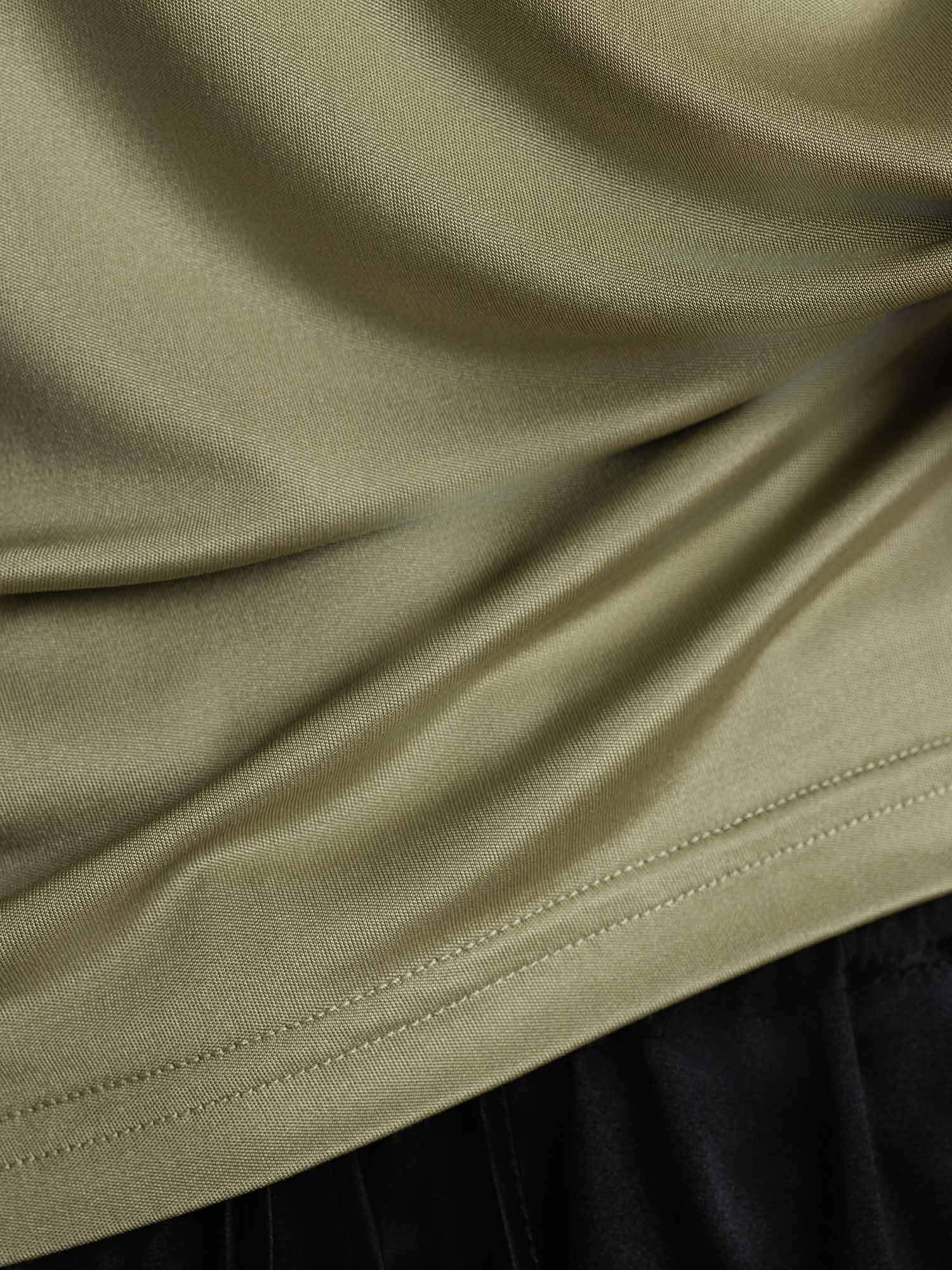 [Dried Herb] SilkSilky-CA Pure Silk Collar Women's T-Shirt 005