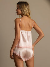 [Light Pink] SilkSilky-CA Spaghetti Strap V Neck Camisole Set 002