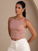 [Pink] SilkSilky-CA Sleeveless Crew Neck Camisole 003