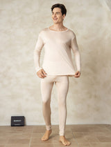 [Tan] SilkSilky-CA Long Sleeve Round Neck Men's Long Johns 003