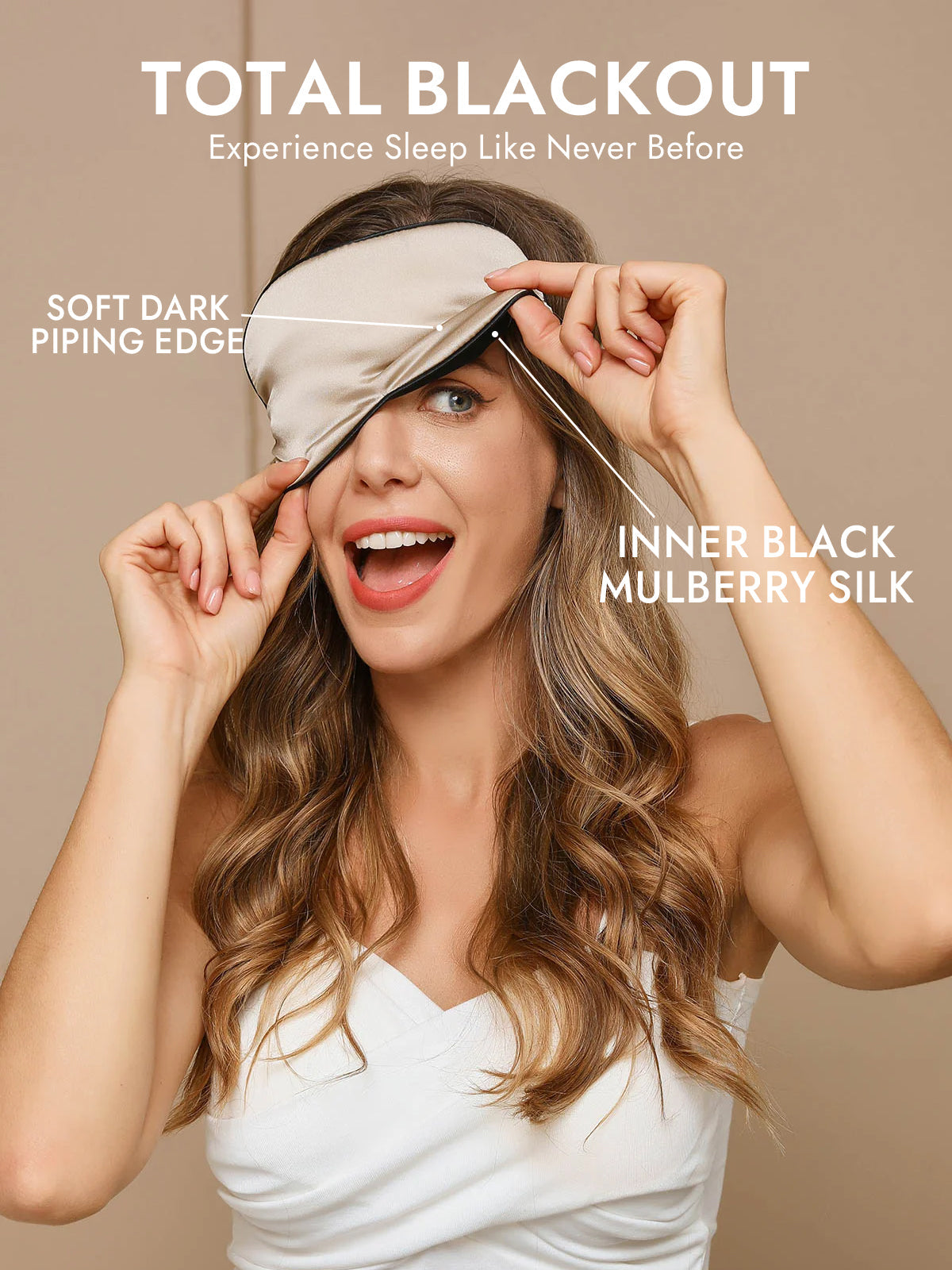 [Beige] SilkSilky-CA 19Momme Pure Silk Eye Mask 002