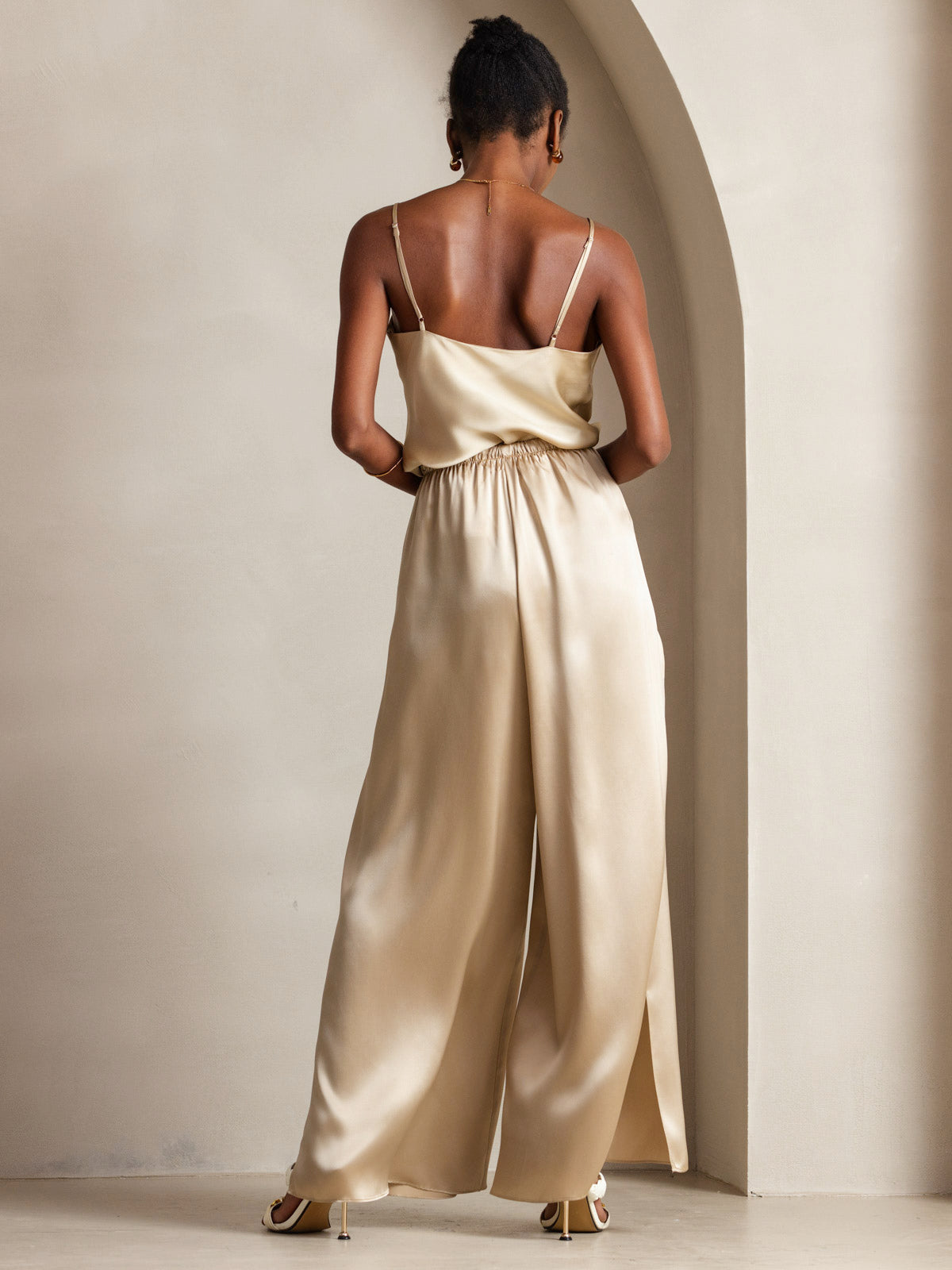 [Champagne] SilkSilky-CA Pure Silk V Neck Camisole 004