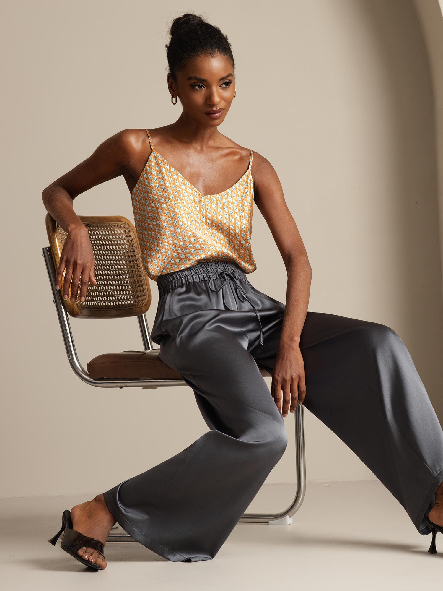 [Floral] SilkSilky-CA Pure Silk V Neck Camisole 008