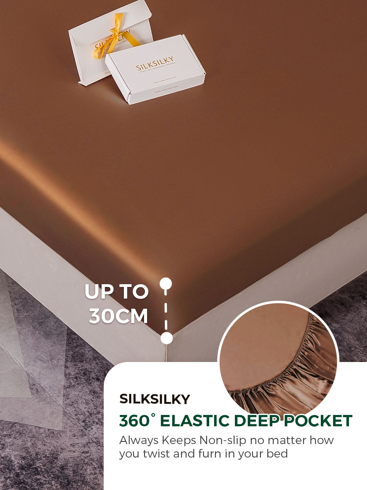 [Coffee] SilkSilky-CA 19Momme Pure Silk Bedding Set 004