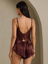 [Brown] SilkSilky-CA Spaghetti Strap Camisole Set 002