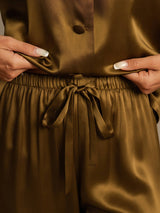 [Brown] SilkSilky-CA Long Sleeve Lapel Collar Women's Pajamas 007