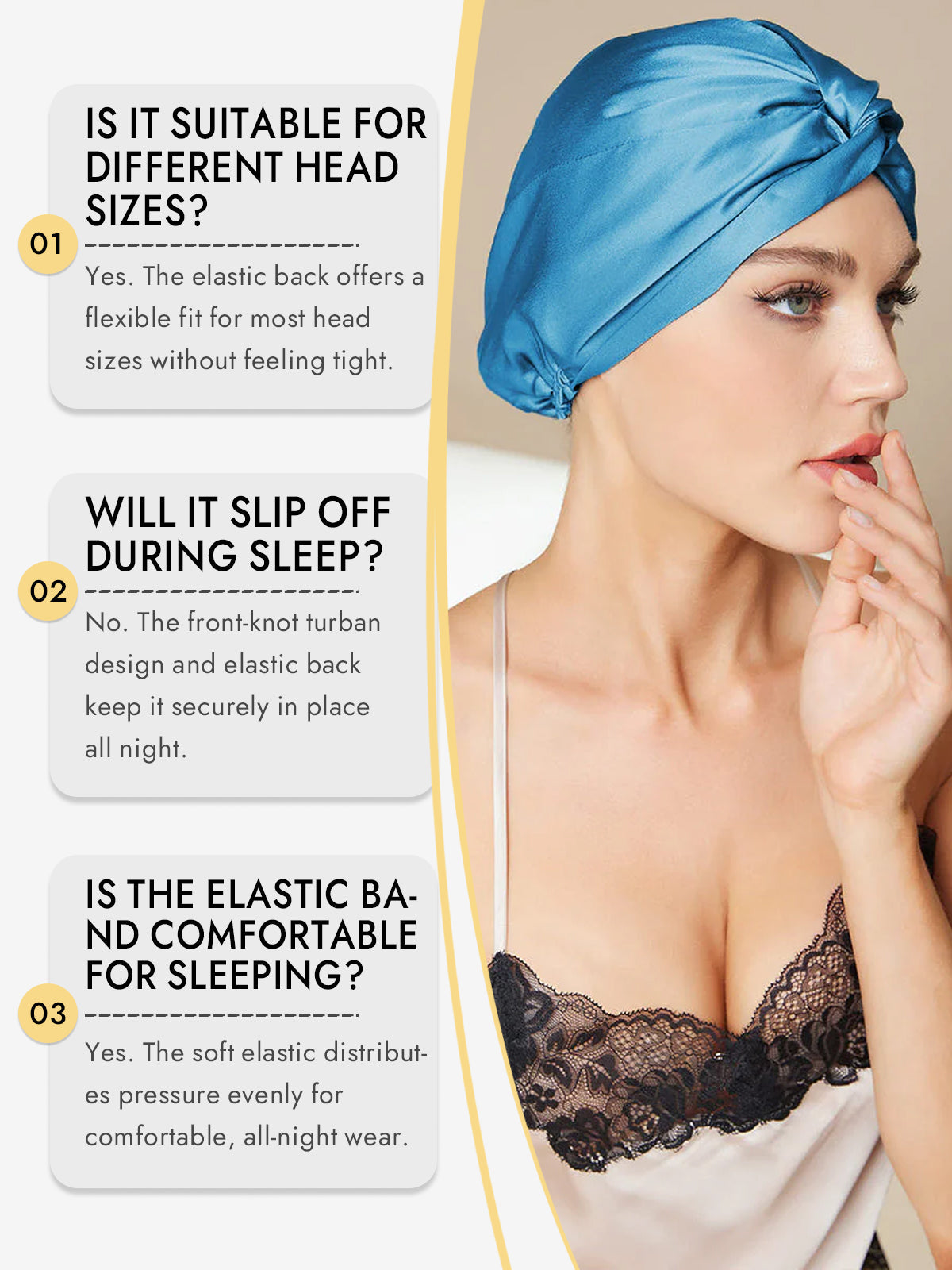 [Teal] SilkSilky-CA Pure Silk Sleep Cap 007