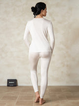 [White] SilkSilky-CA Long Sleeve Round Neck Women's Long Johns 002