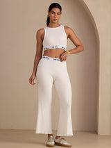 [White] SilkSilky-CA Sleeveless Crew Neck Women's Outfit Sets 004