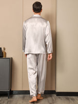 [Gray] SilkSilky-CA Long Sleeve Notch Collar Men's Pajamas 002