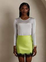 [Light Gray] SilkSilky-CA Silk Jersey Long Sleeve Round Neck Women's T-Shirt 005