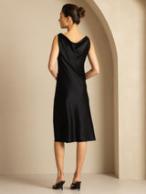 [Black] SilkSilky-CA Sleeveless Cowl Neck Dress 002