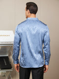 SilkSilky CA Silk Long Sleeve Collar Men's Shirt Blue 002