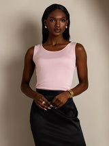 [Pink] SilkSilky-CA Sleeveless Round Neck Women's T-Shirt 004