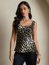 [Leopard] SilkSilky-CA 19Momme Silk U Neck Camisole 001,