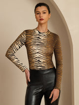 [Tiger] SilkSilky-CA Long Sleeve Women's T-Shirt 005