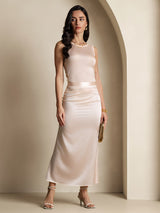 [Light Pink] SilkSilky-CA Sleeveless Round Neck Women's T-Shirt 006