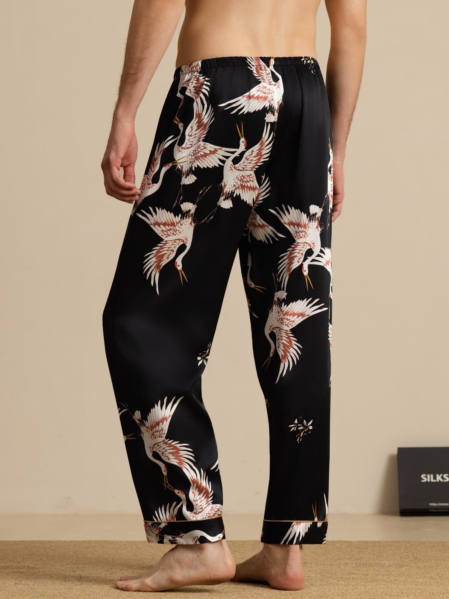 [Black] SilkSilky-CA 19Momme Mens Sleep Bottoms 002