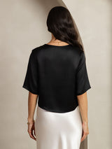 [Black] SilkSilky-CA Half Sleeve Women's T-Shirt 002