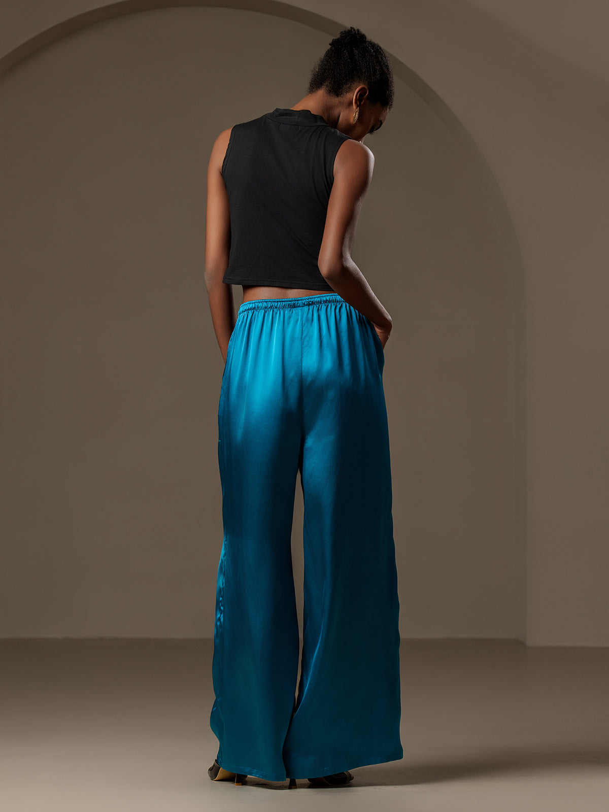 SilkSilky CA Pure Silk Womens Pants Teal 002