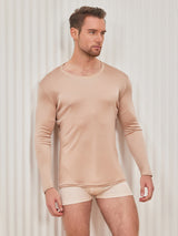 [Beige] SilkSilky-CA Long Sleeve Round Neck Men's T-Shirt 004