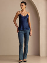 [Dark Blue] SilkSilky-CA Spaghetti Strap V Neck Camisole 006