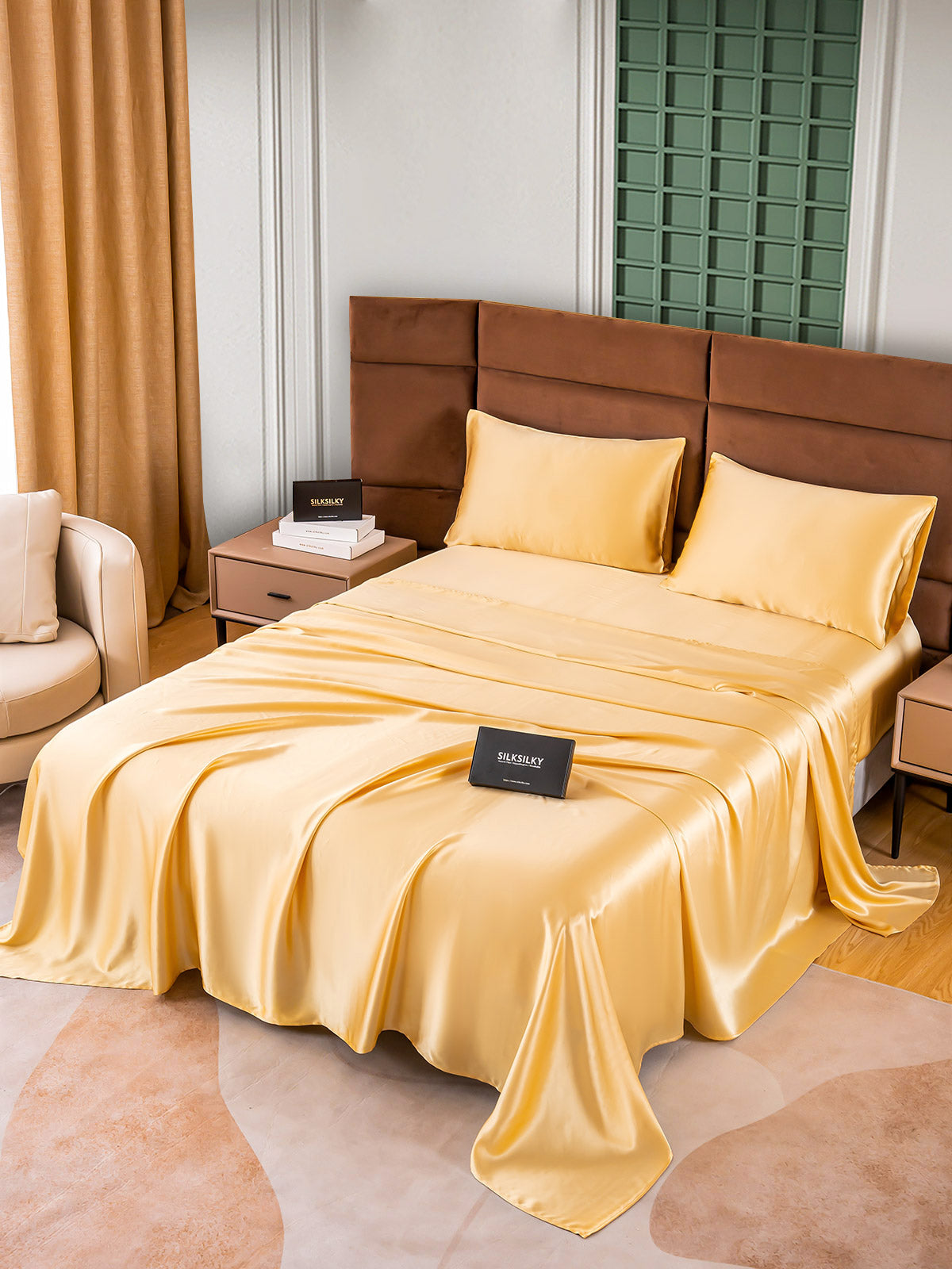 SilkSilky CA 25Momme Pure Silk Bedding Set Champagne 005