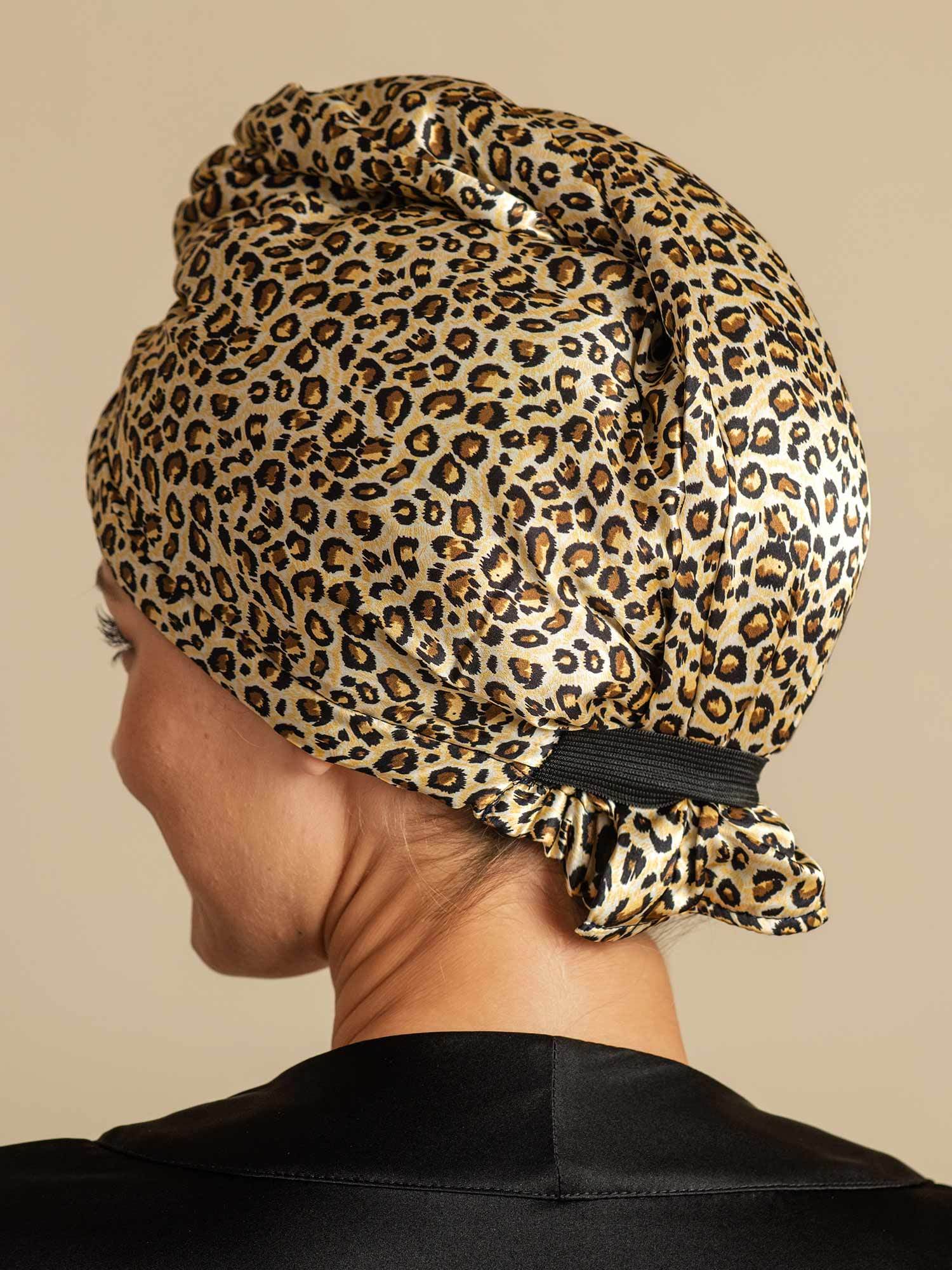 [Leopard] SilkSilky-CA Pure Silk Wrap Hair Towel Wrap 006,