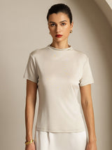 [Gray] SilkSilky-CA Short Sleeve Women's T-Shirt 006