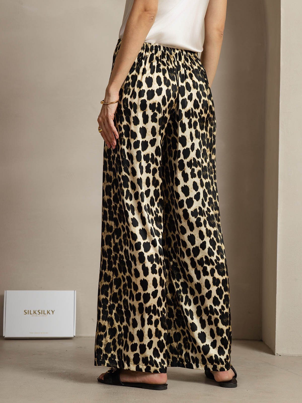 [Leopard] SilkSilky-CA 19Momme Silk Womens Pants 002