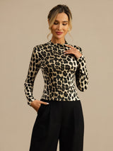 [Leopard] SilkSilky-CA Long Sleeve Women's T-Shirt 005